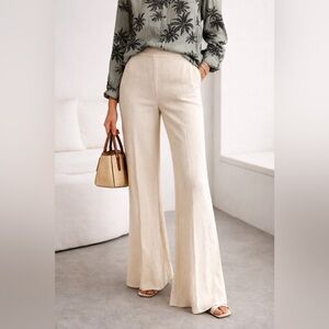 Rosetta Getty Cream Textured Flared Pants